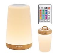 UPXNBOR Veilleuse LED, Lampe de Chevet Tactile avec Télécommande, Lumière Réglable, 13 Couleurs RGB, 5 Niveaux de Luminosité, Crochet, Rechargeable par USB, Lampe Portable pour Chambre et Salon