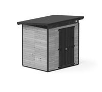 Upyard Abri de Jardin Strongbox L - Robuste Cabane à Outils en Bois avec Fondations Imprégnées et Toit en Plastique Extra-Résistant, 203x163 cm, Gris