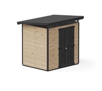 Upyard Abri de Jardin Strongbox L - Robuste Cabane à Outils en Bois avec Fondations Imprégnées et Toit en Plastique Extra-Résistant, 203x163 cm, Marron