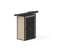 Upyard Abri de Jardin Strongbox S - Robuste Cabane à Outils en Bois avec Fondations Imprégnées et Toit en Plastique Extra-Résistant, 127x87 cm, Marron