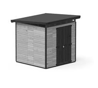 Upyard Abri de Jardin Strongbox XL - Robuste Cabane à Outils en Bois avec Fondations Imprégnées et Toit en Plastique Extra-Résistant, 203x203 cm, Gris