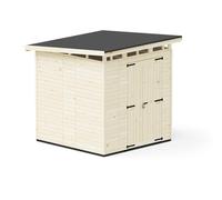Upyard Abri de Jardin Strongbox XL - Robuste Cabane à Outils en Bois avec Fondations Imprégnées et Toit en Plastique Extra-Résistant, 203x203 cm, Naturel