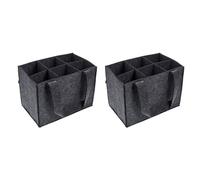 Uqezagpa Lot de 2 porte-bouteilles de vin en feutre avec base renforcée à 6 compartiments pour bière, champagne et fête, gris, Taille unique