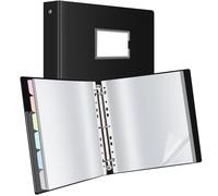 Uquelic Classeur A4 Anneaux avec 80 Pochette Plastique et 6 Pages Intercalaires Couleur Macaron, Classeur à Pochettes en Plastique pour Documents, Certificats, Reçus, Noir