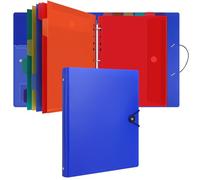 Uquelic Classeur avec 12 Pochettes Perforées pour Documents Format A4 - Pochette Plastique, Trieur Document Pochette Plastique A4 avec Rabat - Maison/Bureau (Bleu)