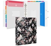 Uquelic Classeur avec Pochettes Perforées pour Documents Format A4 - Pochette Plastique, Trieur Document Pochette Plastique A4 avec Rabat - Maison/Bureau (Motif oiseaux)