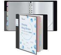 Uquelic Classeur de présentation à anneaux A4 avec 50 pochettes perforées et 6 pages intercalaires couleur macaron PP pochettes en plastique pour documents, certificats, couverture personnalisée
