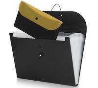 Uquelic Trieur A4 13 Compartiments avec Poche Amovible A6, Porte-Documents Extensible pour Rangement Papier Administratif et Documents, Range Document Bureau Maison École - Jaune