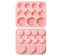UR URLIFEHALL Lot de 2 moules en silicone en forme d'abeille et nid d'abeille pour décoration de gâteaux, bonbons, cupcakes, savon, gelée, biscuits, glaçons