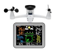 Urageuxy Station Météo Sans Fil 7-en-1 Moniteur D'intérieur avec Capteur Extérieur, Pluviomètre, Vitesse du Vent, Thermomètre/Hygromètre, Pression Atmosphérique et Prévisions Météorologiques (Gris)