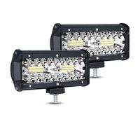 URAQT 120W Phares de Travail LED, 2pcs 7 inch 6000K 7200 LM Projecteur LEDS Voiture Étanche IP67 Spot Flood Feux Antibrouillard LED Poutre Combo Nilight Phare pour Camion Voiture VTT/VUS Bateau