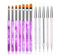 URAQT 12Pcs Nail Art Design Pinceaux, Ensemble de Pinceaux à Ongles Nail Art, Pinceau Nail Art pour Gel UV et Acrylique, Dessin Stylo Ensemble Outil À Ongles