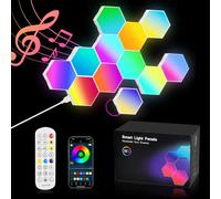 URAQT LED Hexagone Murale Lampe, 12 pcs Lampe Gaming LED, Smart RGB, 16 Millions Couleurs, Contrôle des Applications, Sync avec Musique, DIY Géométrique, Pour les Jeux/Chambre/Fête/Decoration Murale