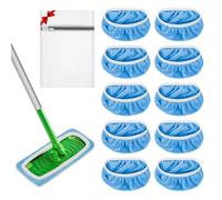 URAQT Lingettes Reutilisable pour Swiffer Sweeper, 10PCS Serpillière Humide Et Sèche en Microfibre Tampon Balai Serpillère, Chiffon Lavable Recharge Polaire Corail Mop Pads avec Sac à Linge（Bleu）