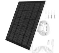 URAQT Panneau Solaire pour Caméra Eufy, 5W Chargeu Panneau Solaire Caméra Type-C avc Adaptateur Micro USB, Rotation à 360°, Étanchéité IP65 pour Eufycam 3/3C/2/2 Pro/2C/2C Pro/E/E20/E40/L20/L40