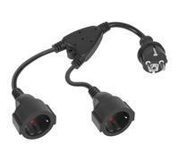 URAQT Rallonge d'alimentation avec 2 Prises,Rallonge électrique 2 en 1,câble d'extension de Contact de Protection,Adaptateur de 2 Prises avec sécurité Enfants,16A / 250V pour à la Maison, Bureau,Noir