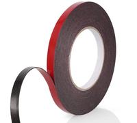 URAQT Scotch Double Face Extra Fort, 1 Rouleau (10MM*10M) Noir Mousse PE Film Rouge Imperméable et ultra Résistant aux Hautes Températures Ruban de montage pour Voiture Fixation Maison et Bureau
