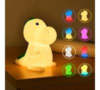 URAQT Veilleuse Enfant, 7 Couleurs 3 Luminosité LED Lampe en Silicone Dinosaure, Contrôle Tactile/Recharge USB Lampe de Chevet en Silicone, Dimmable Lampe Enfant pour Chambre, BéBé Chambre Cadeaux