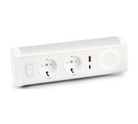 Urban Factory POWEE Desk - Coupe-circuit - USB-C, USB-A, chargeur sans fil - 100-250 V - 2200 Watt - entrée : Type F/E - connecteurs de sortie : 2 - 1.35 m cordon - blanc