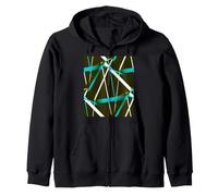 Urban Geometry Noir Blanc Bleu Sarcelle Sweat à Capuche