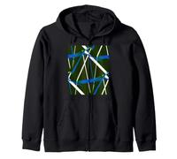 Urban Geometry Noir Blanc Mi-Bleu Sweat à Capuche