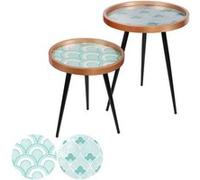 Urban Living - 2 Tables d'appoint design Art Décoration - Bleu et blanc - Art Up Bleu clair G