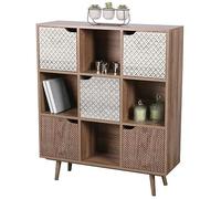Urban Living "Baobab BIBLIOTHEQUE 9 CASIERS ET 5 Portes DECORES 90X29XH105CM