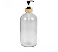Urban Living Distributeur De Liquides 1L En Verre Et Bambou D9,5Xh24Cm