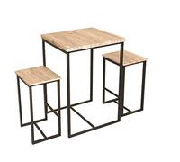 Urban Living "Dock Table Haute avec 2 TABOURETS Table:60X60XH88CM ET Tabouret:40X30X60CM