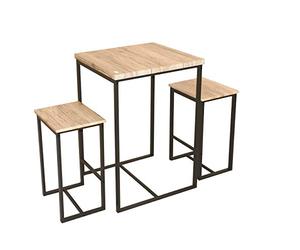 Urban Living "Dock Table Haute avec 2 TABOURETS Table:60X60XH88CM ET Tabouret:40X30X60CM