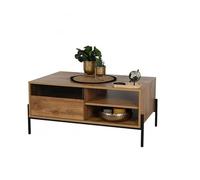 Urban Living "Helio Table Basse avec 1 TIROIR ET 2 NICHES Pieds en Metal 100X55XH45CM