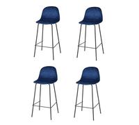 Urban Living "IMA Tabouret DE Bar en Velours Bleu avec Pied Metal Noir 47X43X76/105CM
