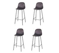 Urban Living"IMA Tabouret DE Bar en Velours Gris avec Pied Metal Noir 47X43X76/105CM