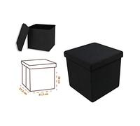 Urban living KUBE TISSU POUF DE RANGEMENT PLIABLE NOIR 37,5XH37,5CM