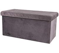 Urban living KUBE VELOURS BANC DE RANGEMENT PLIABLE GRIS FONCE 76X37,5XH37,5CM