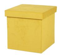 Urban living KUBE VELOURS COTELE POUF DE RANGEMENT JAUNE MOUTARDE 37,5XH37,5CM