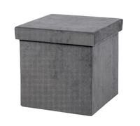 Urban Living KUBE VELOURS COTELE POUF DE RANGEMENT PLIABLE GRIS 37,5XH37,5CM