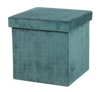 Urban Living KUBE VELOURS COTELE POUF DE RANGEMENT PLIABLE VERT 37,5XH37,5CM