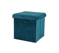 Urban living KUBE VELOURS POUF DE RANGEMENT PLIABLE VERT 37,5X37,5XH37,5CM