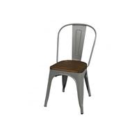 Urban living "LIV Chaise en Metal Gris Mate avec Assise en Bois 36X45XH84CM