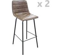 Lot de 2 Tabourets de bar design industriel Brooklyn - Kaki
