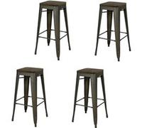Urban Living - Lot de 4 Tabourets de bar vintage Liv - Gris industriel - LIV Gris G
