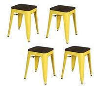 Urban Living - Lot de 4 tabourets vintage Liv H46 cm - Jaune - LIV Jaune G