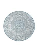 Urban Living SUNNYDAYS FARNIENTE - Tapis Rond Bahia D160CM Exterieur/Interieur Ivoire Argent Bleu