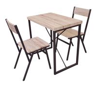 Urban Living - Table haute avec 2 chaises - L. 80 x H. 75 cm - Marron