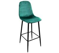Lot de 4 tabourets de bar velours avec dossier ""Inoui""- Vert - L 42 x P 47 x H 108 cm