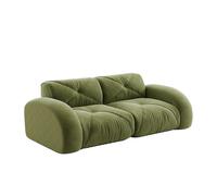 URBAN MEUBLE Canapé 2 places modulable sans cadre - 204 x 95 x 76 cm - Tissu chenille vert - Mousse haute densité