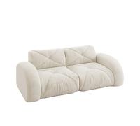 URBAN MEUBLE Canapé modulaire sans cadre 2 places 204x95x76 cm Tissu chenille blanc Mousse haute densité