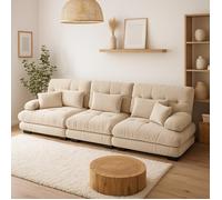 URBAN MEUBLE Canapé rembourré modulable 3 places en tissu chenille creme assise profonde