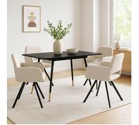 URBAN MEUBLE - ensemble de salle à manger - 5 pièces - table à manger extensible noire - avec 4 chaises pivotantes beiges
